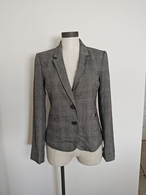 LOFT Gray Glen Plaid Fitted Blazer | 2